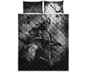 Dark Samurai Warrior Print Quilt Bed Set