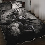 Dark Samurai Warrior Print Quilt Bed Set