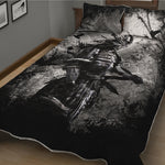 Dark Samurai Warrior Print Quilt Bed Set