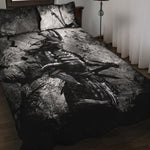 Dark Samurai Warrior Print Quilt Bed Set