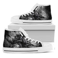 Dark Samurai Warrior Print White High Top Sneakers