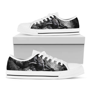 Dark Samurai Warrior Print White Low Top Shoes