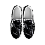 Dark Samurai Warrior Print White Slip On Shoes