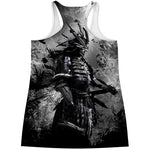 Dark Samurai Warrior Print Women's Racerback Tank Top