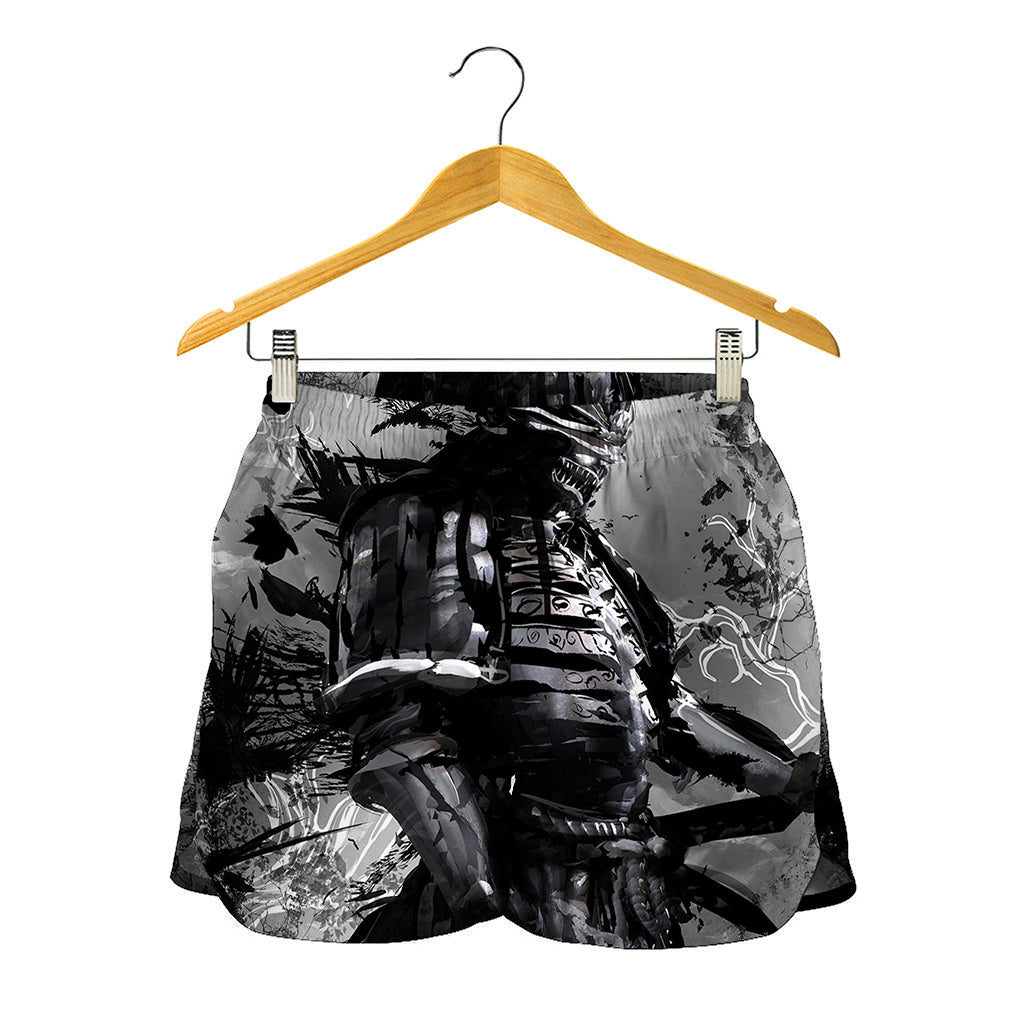 Dark Samurai Warrior Print Women's Shorts