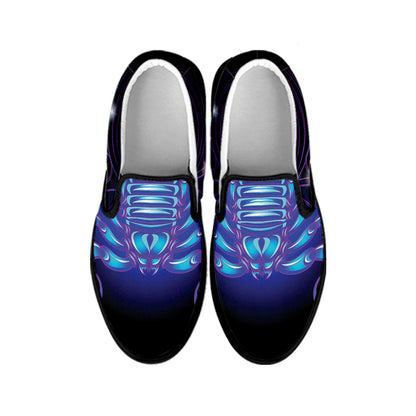 Dark Scorpio Zodiac Sign Print Black Slip On Shoes