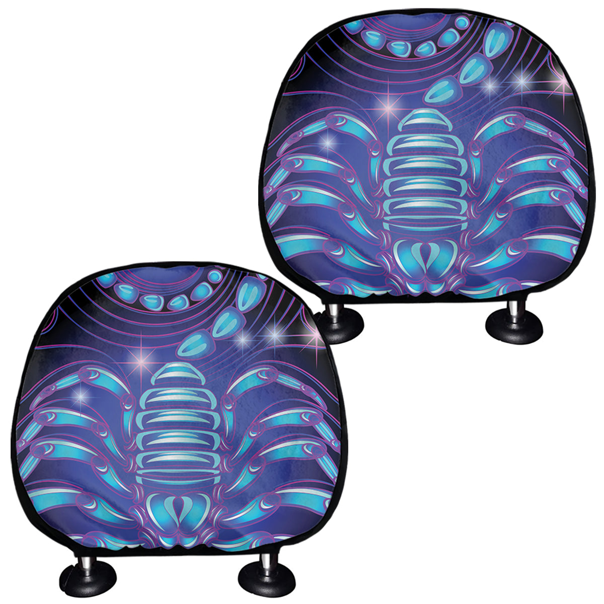 Dark Scorpio Zodiac Sign Print Car Headrest Covers