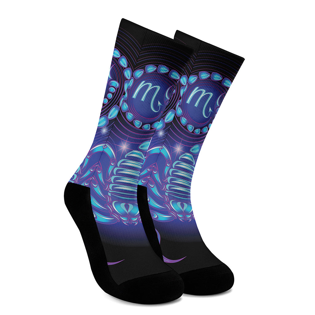 Dark Scorpio Zodiac Sign Print Crew Socks
