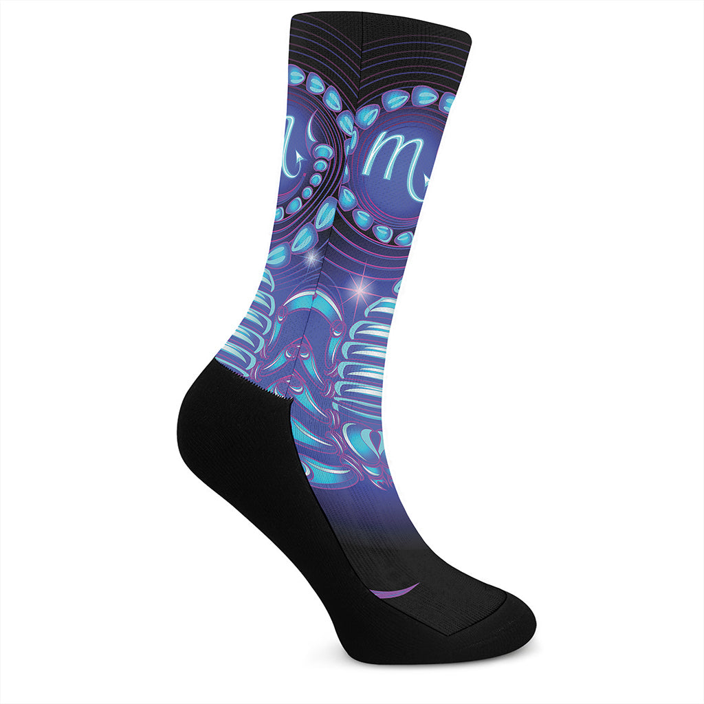 Dark Scorpio Zodiac Sign Print Crew Socks