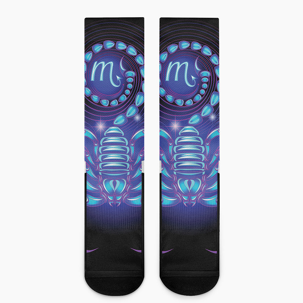 Dark Scorpio Zodiac Sign Print Crew Socks