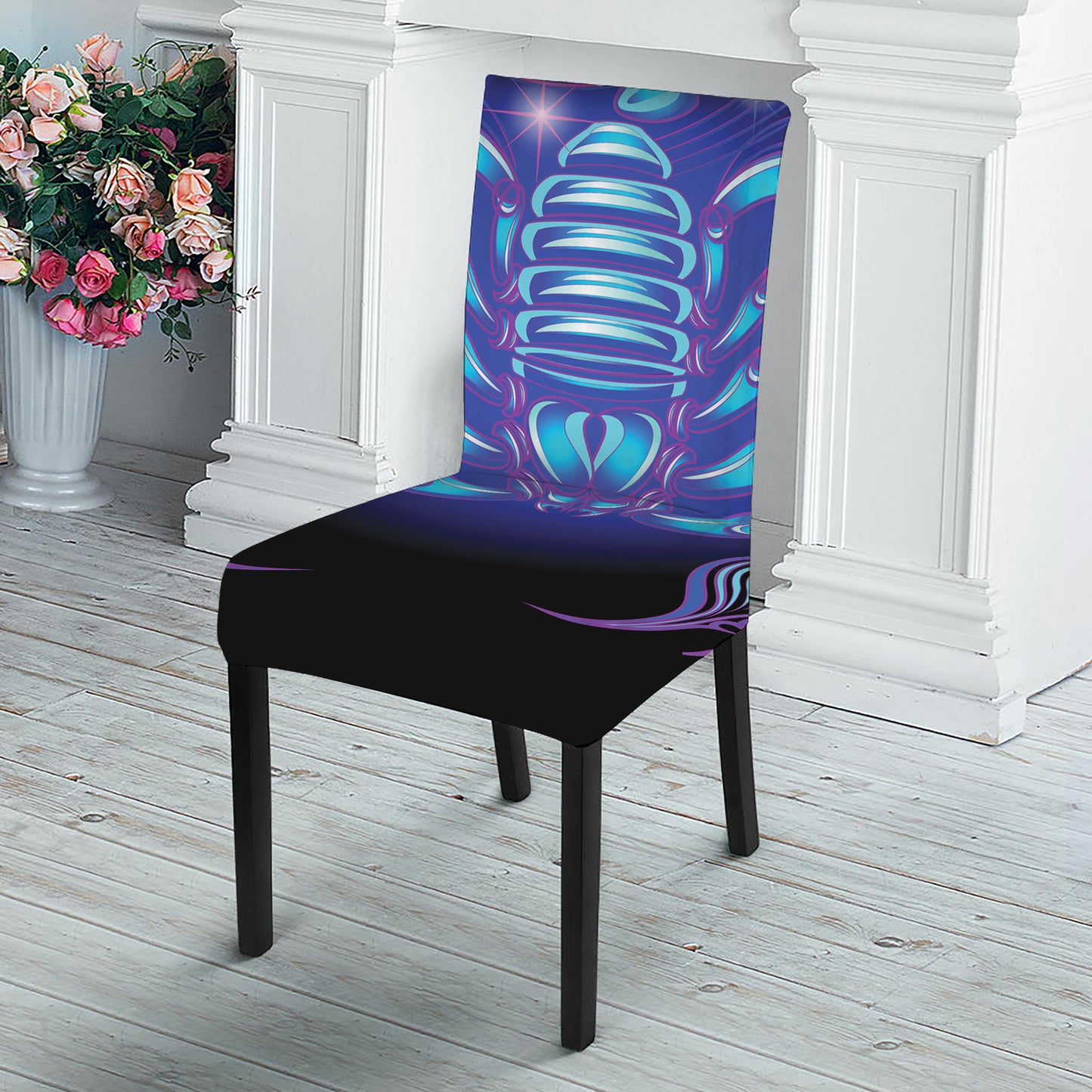 Dark Scorpio Zodiac Sign Print Dining Chair Slipcover