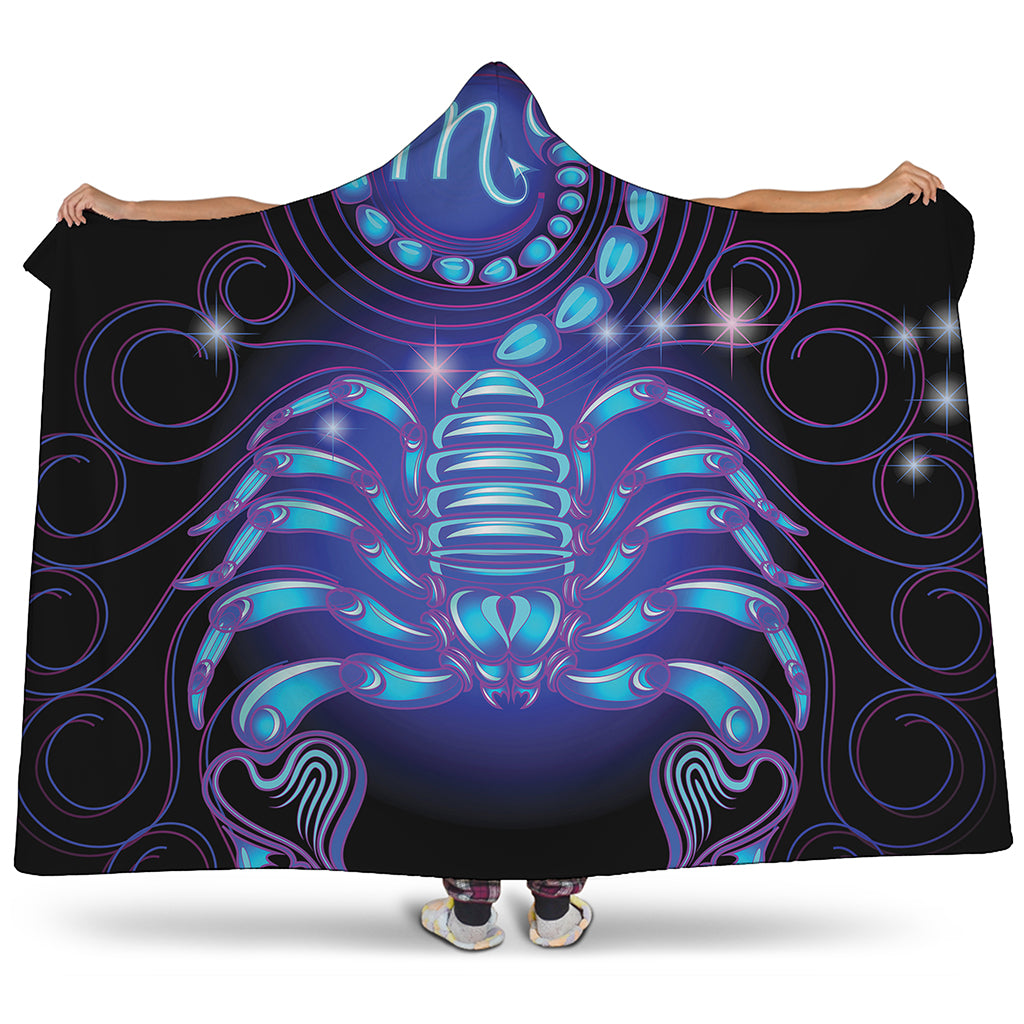 Dark Scorpio Zodiac Sign Print Hooded Blanket