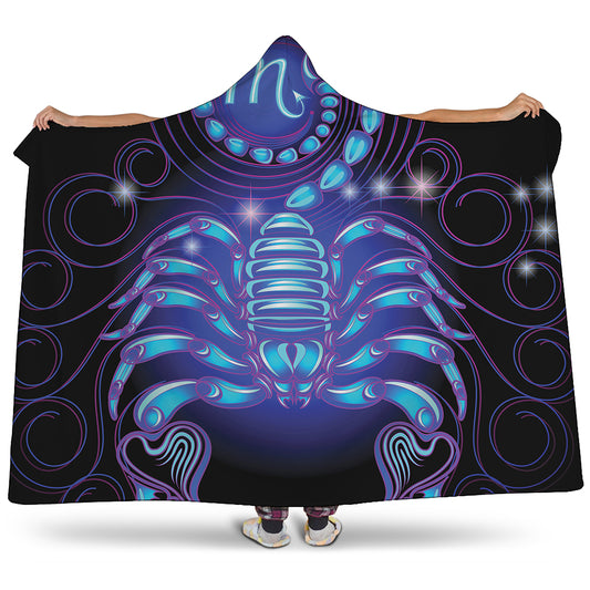 Dark Scorpio Zodiac Sign Print Hooded Blanket