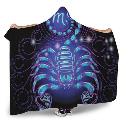 Dark Scorpio Zodiac Sign Print Hooded Blanket