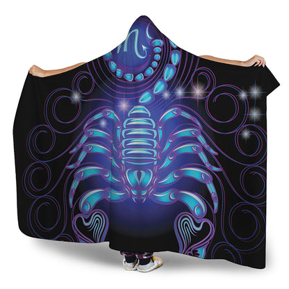 Dark Scorpio Zodiac Sign Print Hooded Blanket