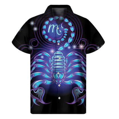 Dark Scorpio Zodiac Sign Print Men's Short Sleeve Shirt