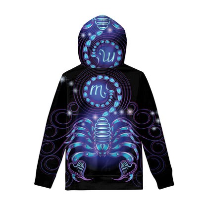 Dark Scorpio Zodiac Sign Print Pullover Hoodie