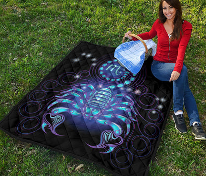 Dark Scorpio Zodiac Sign Print Quilt