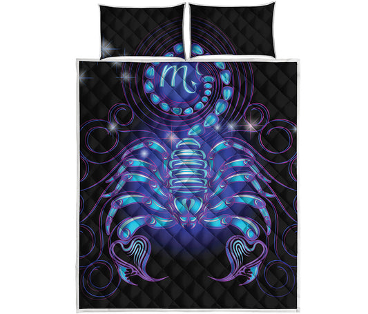 Dark Scorpio Zodiac Sign Print Quilt Bed Set