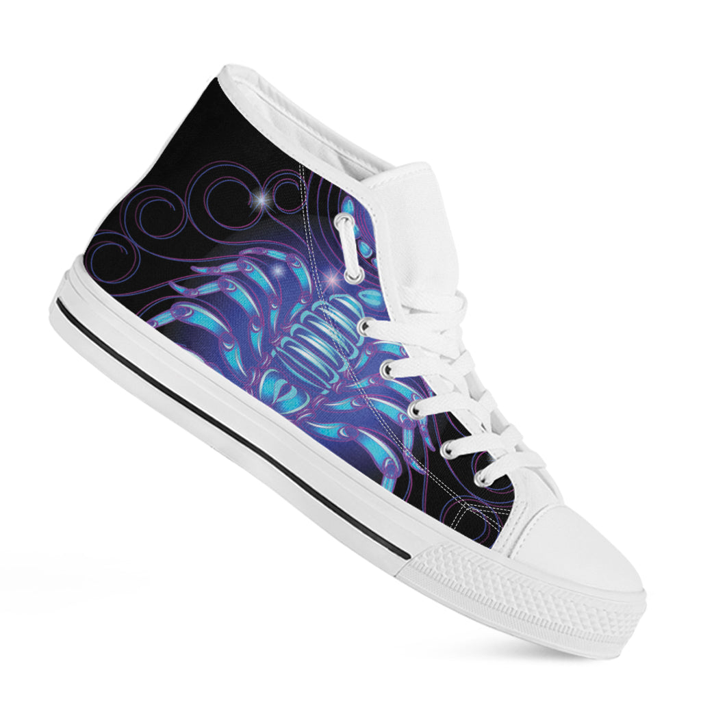 Dark Scorpio Zodiac Sign Print White High Top Shoes