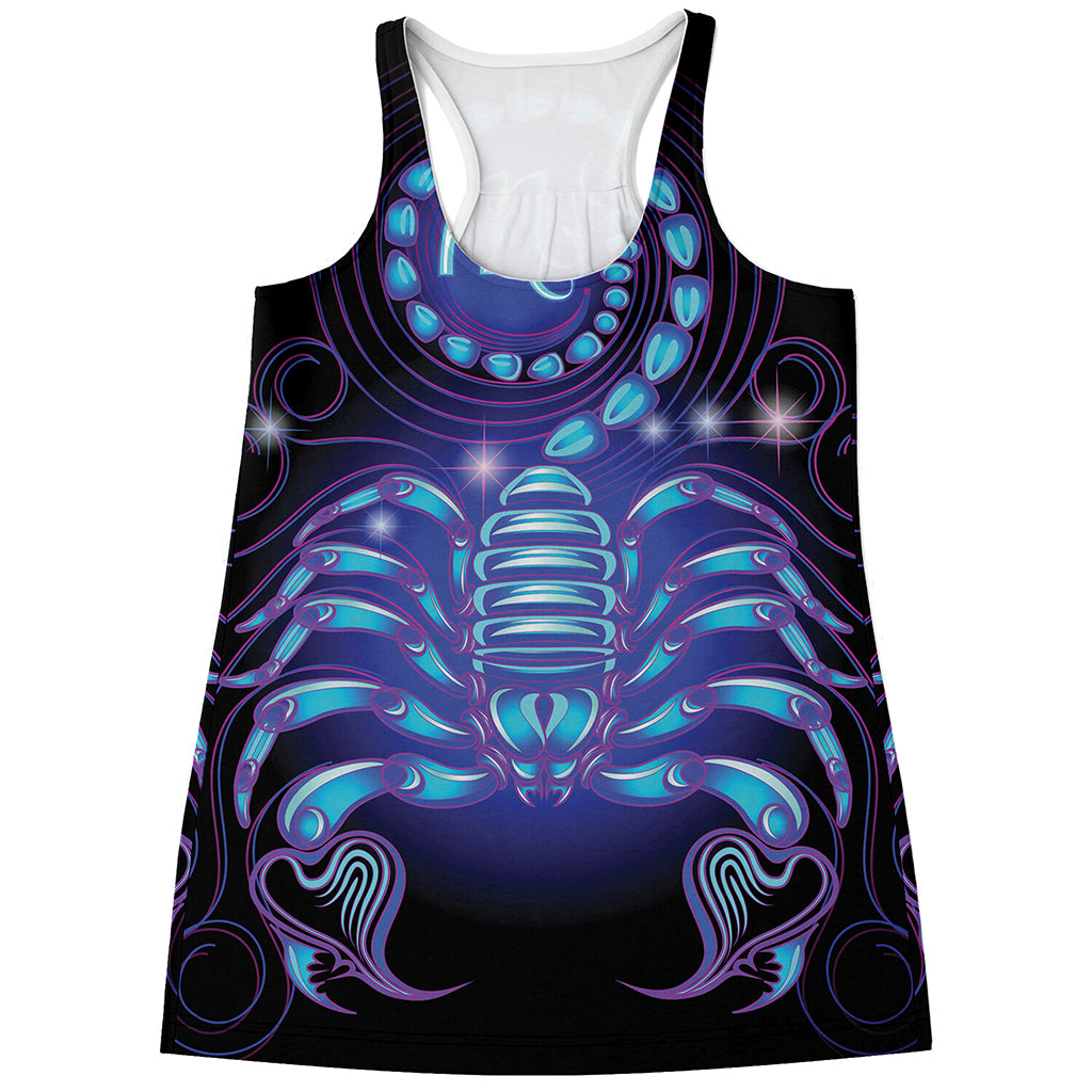 Dark Scorpio Zodiac Sign Print Women's Racerback Tank Top