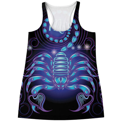 Dark Scorpio Zodiac Sign Print Women's Racerback Tank Top