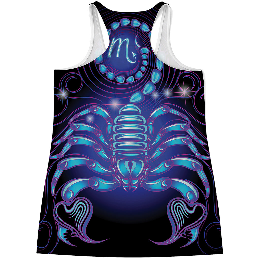 Dark Scorpio Zodiac Sign Print Women's Racerback Tank Top