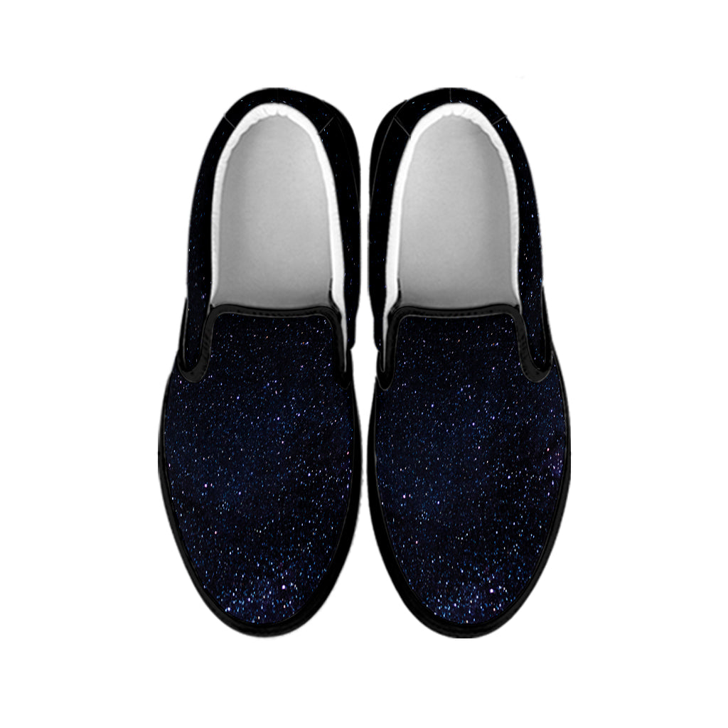 Dark Space Print Black Slip On Shoes