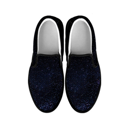 Dark Space Print Black Slip On Shoes