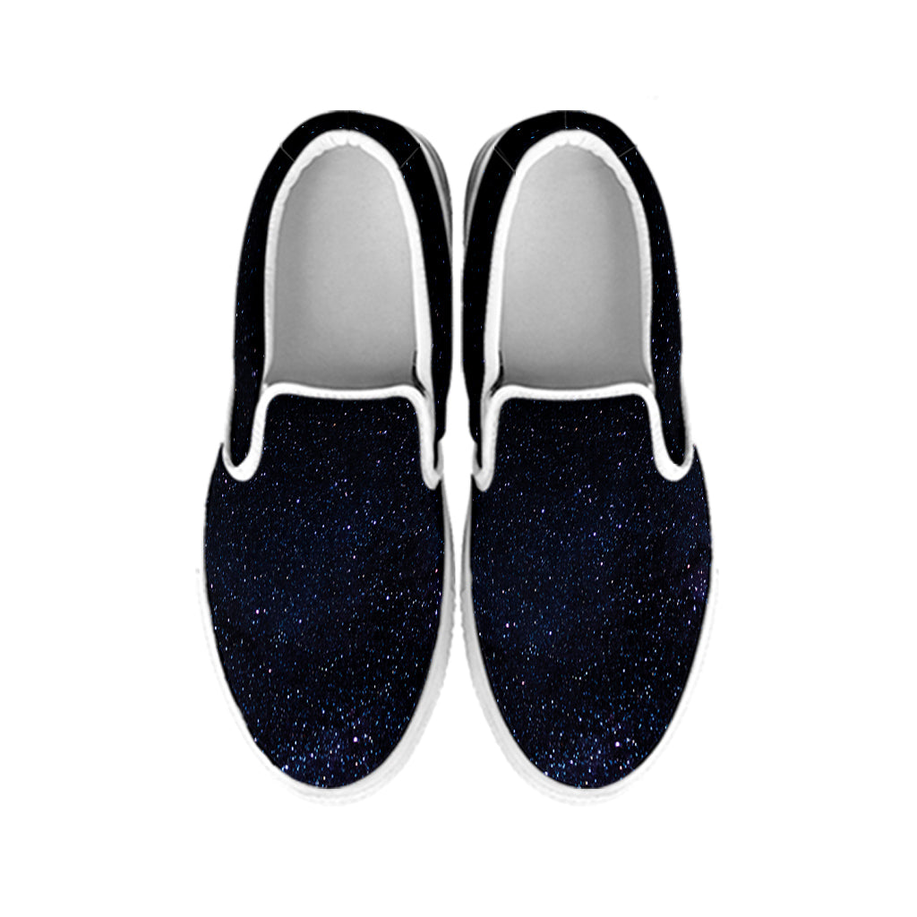 Dark Space Print White Slip On Shoes