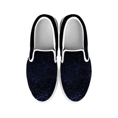 Dark Space Print White Slip On Shoes