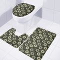 Dark Sunflower Pattern Print 3 Piece Bath Mat Set