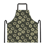 Dark Sunflower Pattern Print Apron
