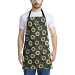 Dark Sunflower Pattern Print Apron