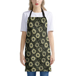 Dark Sunflower Pattern Print Apron