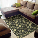 Dark Sunflower Pattern Print Area Rug