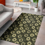 Dark Sunflower Pattern Print Area Rug