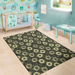 Dark Sunflower Pattern Print Area Rug