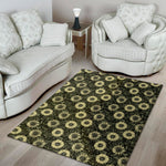 Dark Sunflower Pattern Print Area Rug