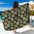 Dark Sunflower Pattern Print Beach Sarong Wrap