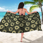 Dark Sunflower Pattern Print Beach Sarong Wrap