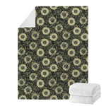 Dark Sunflower Pattern Print Blanket