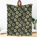 Dark Sunflower Pattern Print Blanket