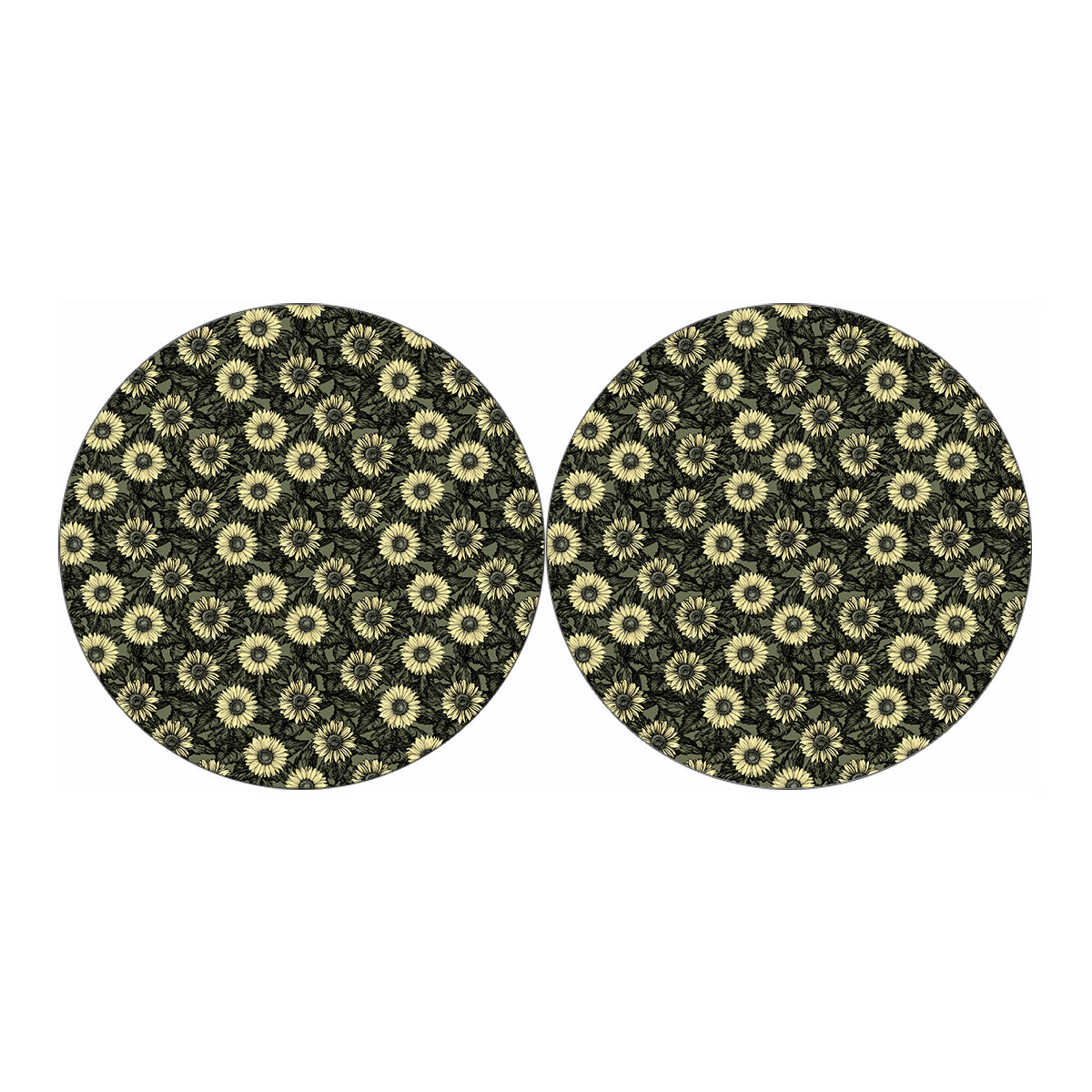 Dark Sunflower Pattern Print Car Coasters