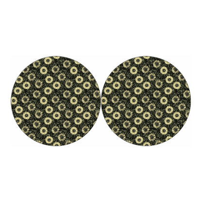 Dark Sunflower Pattern Print Car Coasters