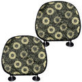 Dark Sunflower Pattern Print Car Headrest Covers