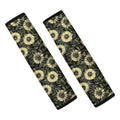 Dark Sunflower Pattern Print Car Seat Belt Covers