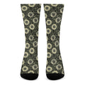 Dark Sunflower Pattern Print Crew Socks