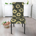 Dark Sunflower Pattern Print Dining Chair Slipcover