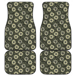 Dark Sunflower Pattern Print Front and Back Car Floor Mats